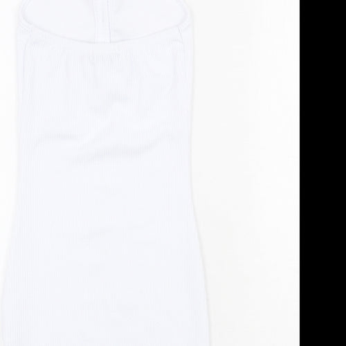 PRETTYLITTLETHING Womens White Polyester Mini Size 8 Halter Button
