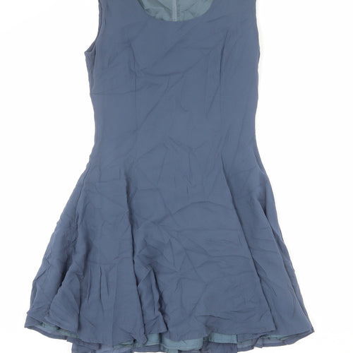Jigsaw Womens Blue Viscose Trapeze & Swing Size 6 Round Neck Zip