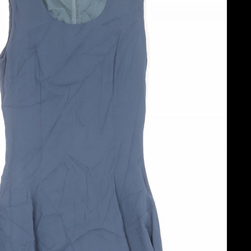 Jigsaw Womens Blue Viscose Trapeze & Swing Size 6 Round Neck Zip