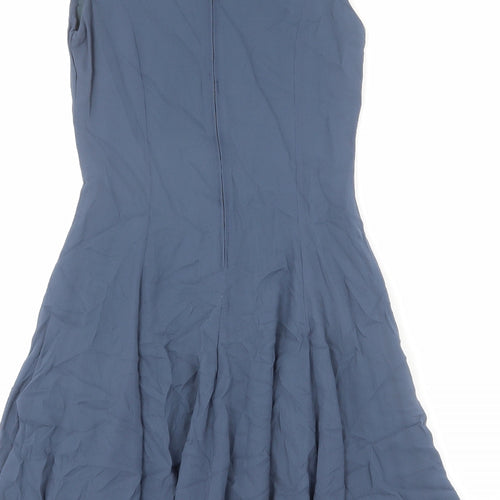 Jigsaw Womens Blue Viscose Trapeze & Swing Size 6 Round Neck Zip
