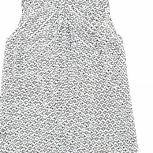 H&M Womens Multicoloured Geometric Polyester Basic Button-Up Size 8 Collared