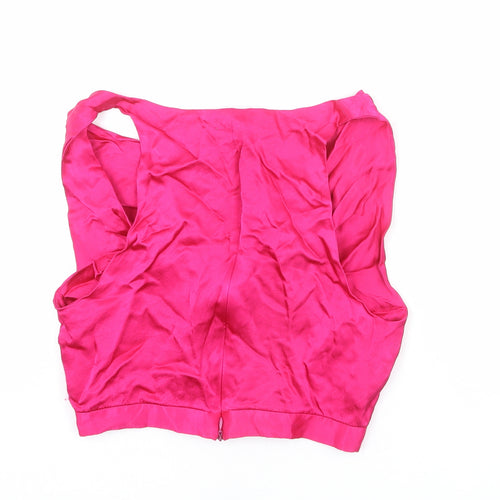 Zara Womens Pink Polyester Cropped Tank Size S V-Neck