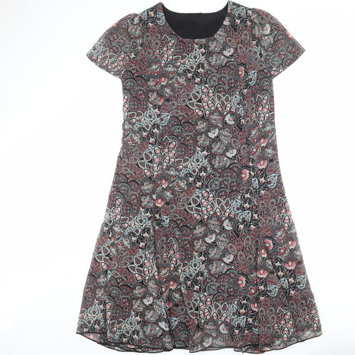 Damart Womens Multicoloured Geometric Polyester Trapeze & Swing Size 16 Round Neck Zip