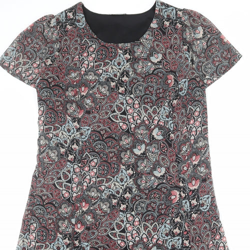 Damart Womens Multicoloured Geometric Polyester Trapeze & Swing Size 16 Round Neck Zip
