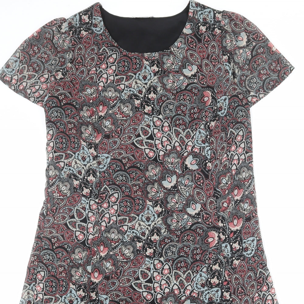 Damart Womens Multicoloured Geometric Polyester Trapeze & Swing Size 16 Round Neck Zip