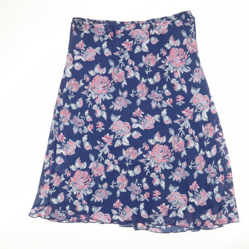 Anna Rose Womens Blue Floral Polyester A-Line Skirt Size 20
