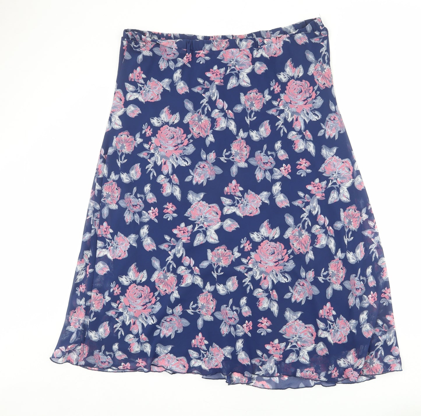 Anna Rose Womens Blue Floral Polyester A-Line Skirt Size 20