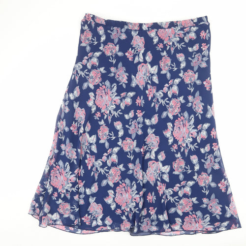 Anna Rose Womens Blue Floral Polyester A-Line Skirt Size 20