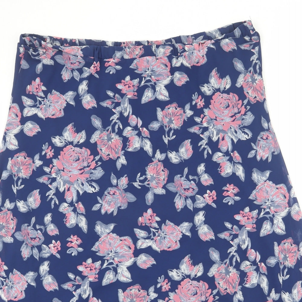 Anna Rose Womens Blue Floral Polyester A-Line Skirt Size 20