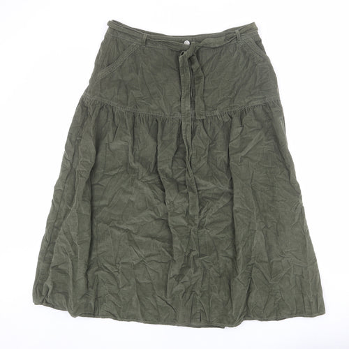 Per Una Womens Green Cotton A-Line Skirt Size 14 Zip