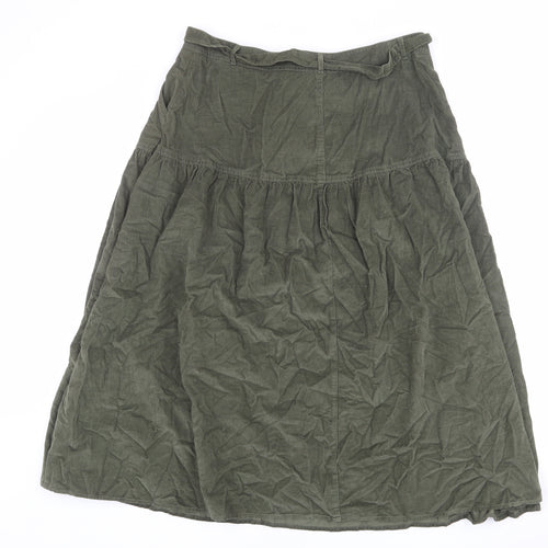 Per Una Womens Green Cotton A-Line Skirt Size 14 Zip