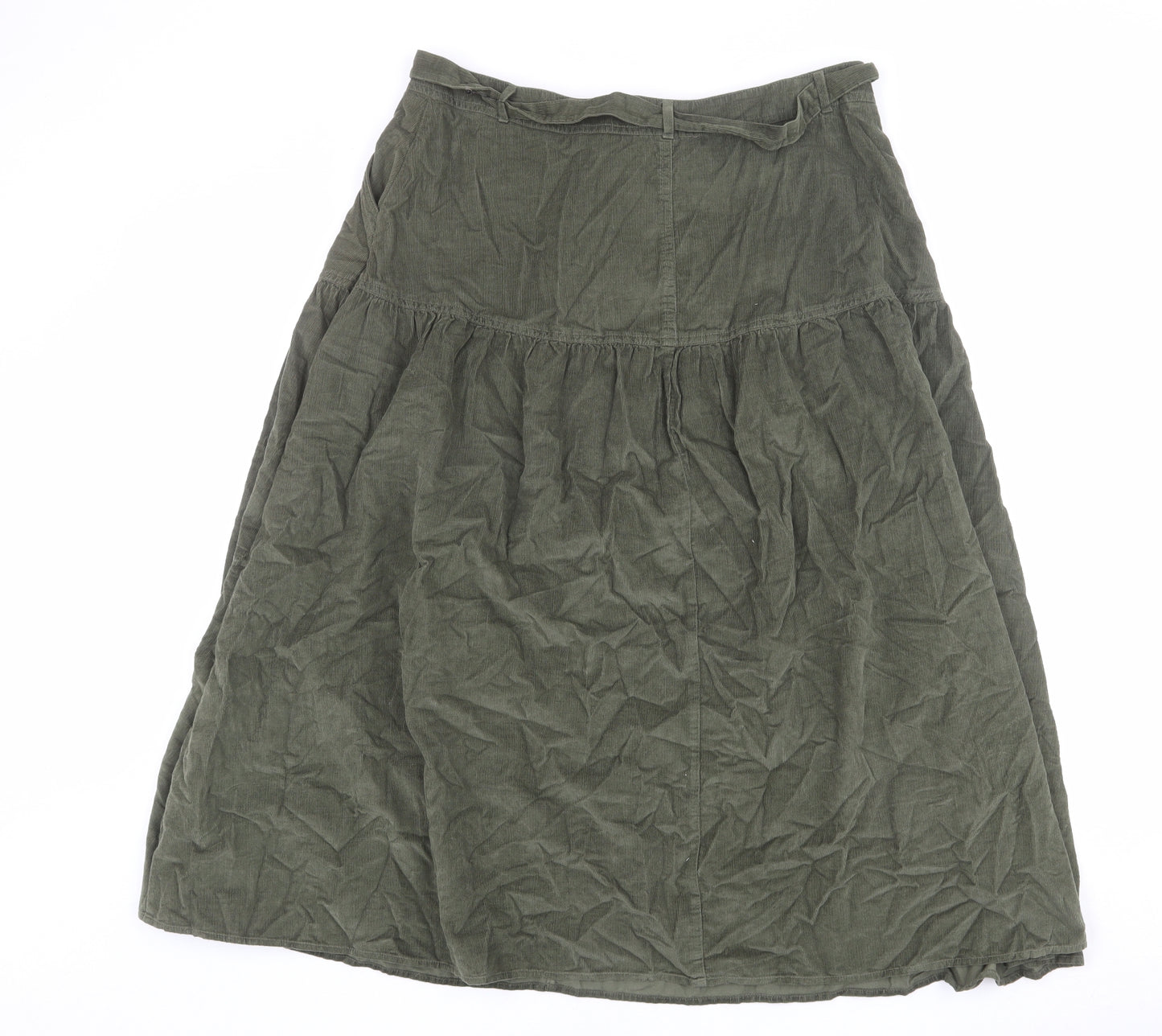 Per Una Womens Green Cotton A-Line Skirt Size 14 Zip