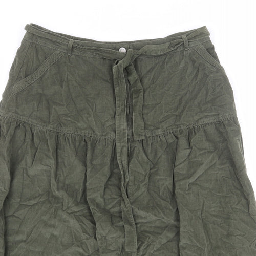 Per Una Womens Green Cotton A-Line Skirt Size 14 Zip