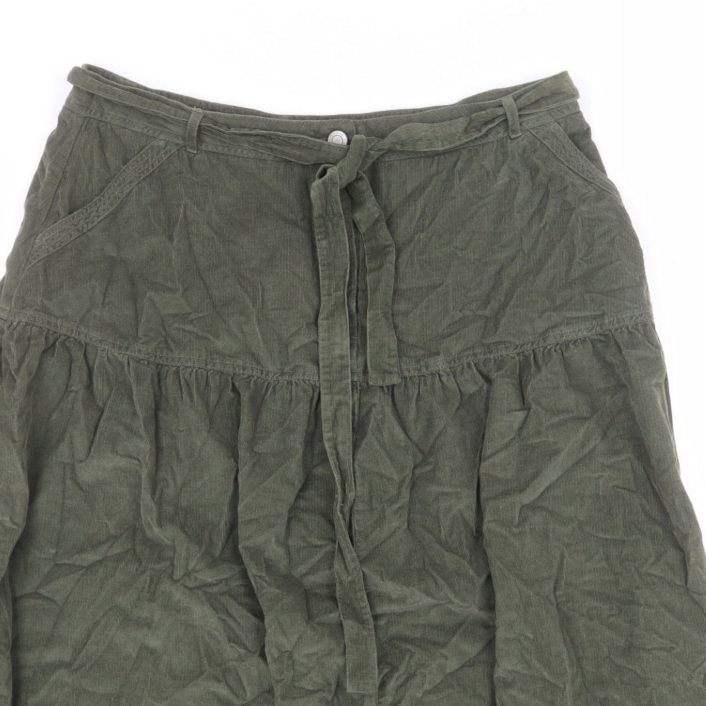 Per Una Womens Green Cotton A-Line Skirt Size 14 Zip