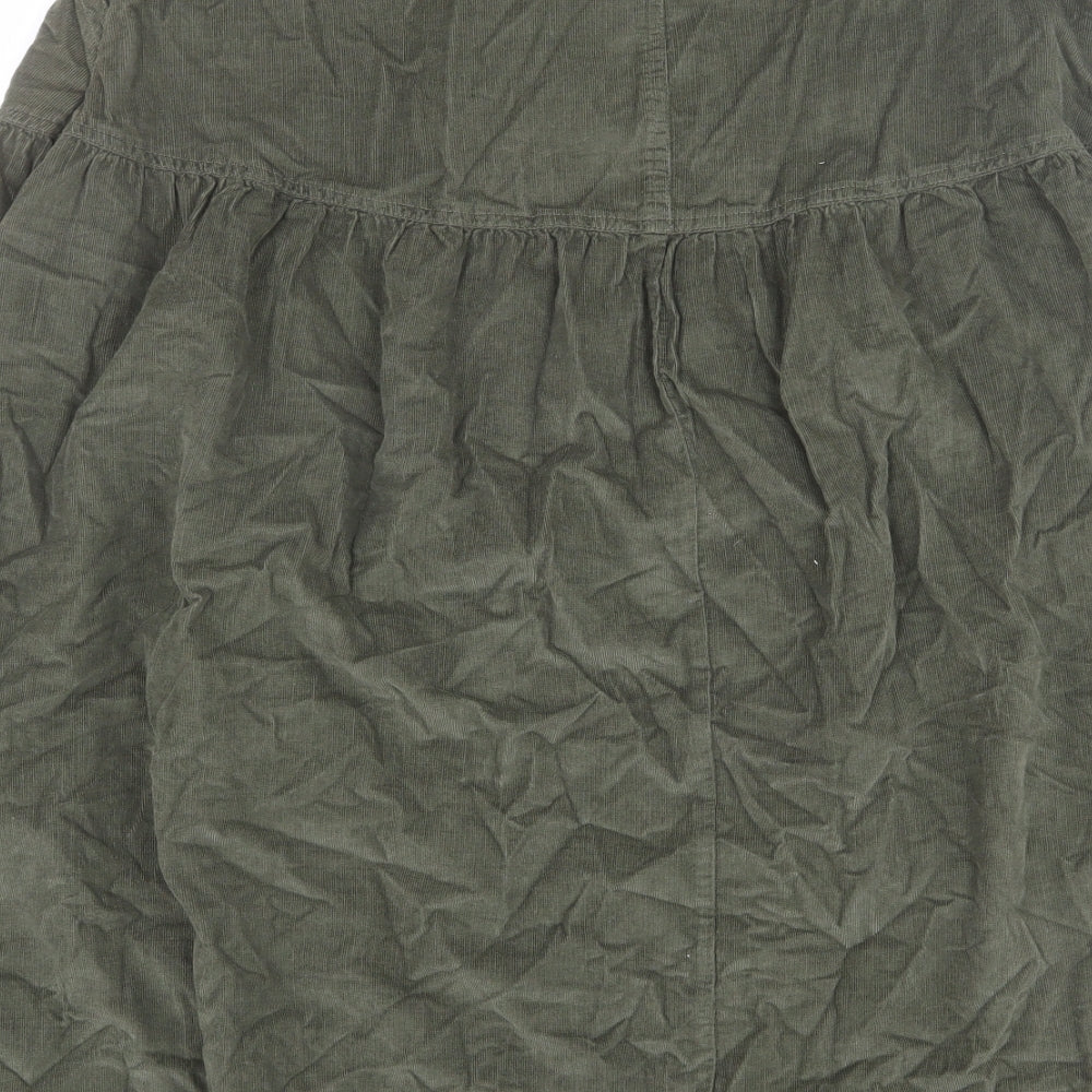 Per Una Womens Green Cotton A-Line Skirt Size 14 Zip