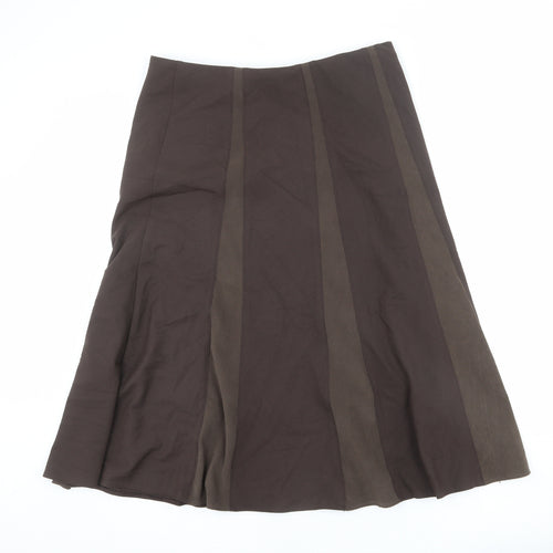 Marks and Spencer Womens Brown Viscose A-Line Skirt Size 14