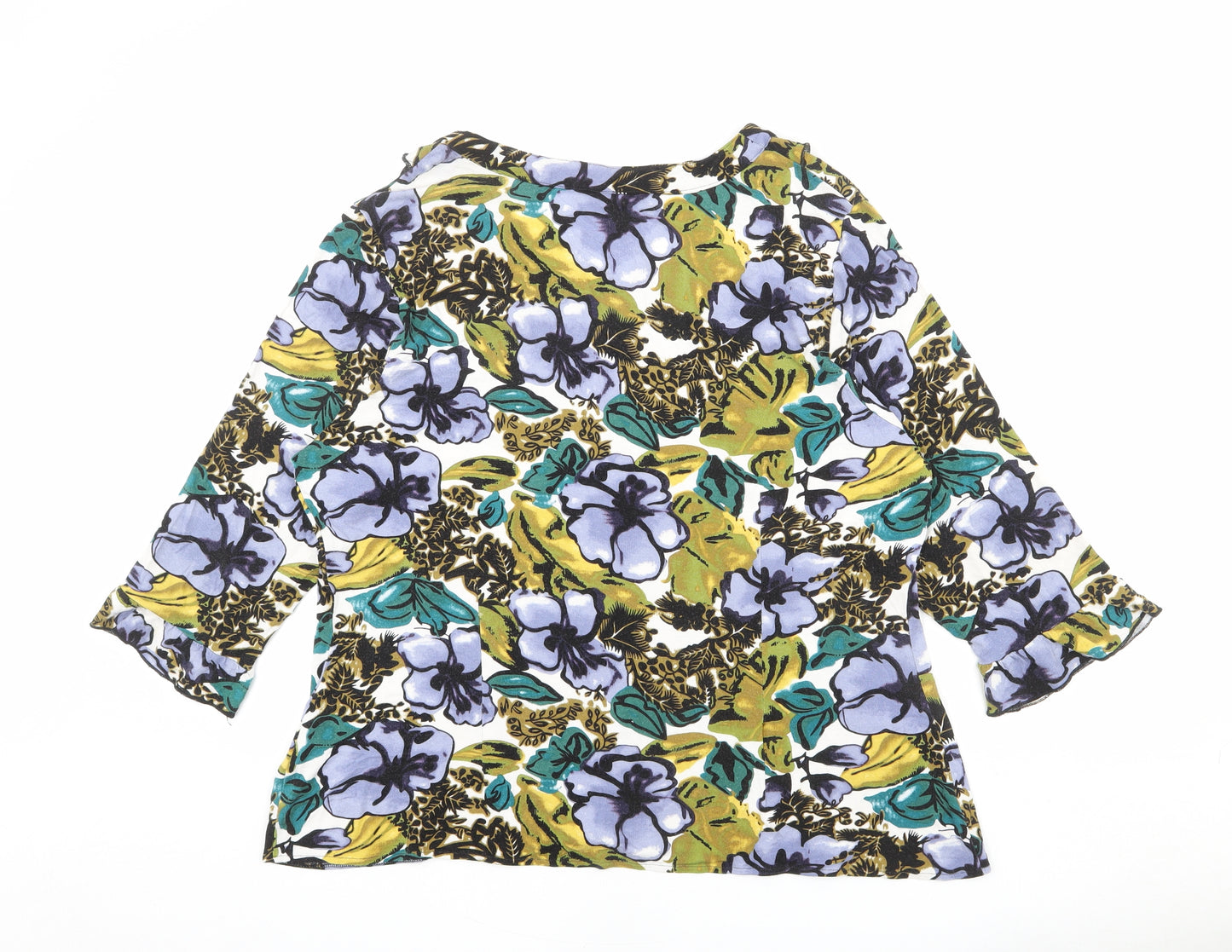 Jenny Loyd Womens Multicoloured Floral Viscose Basic T-Shirt Size XL V-Neck