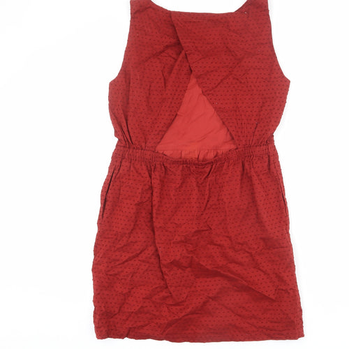 Jack Wills Womens Red Polka Dot 100% Cotton Shift Size 12 Scoop Neck Pullover