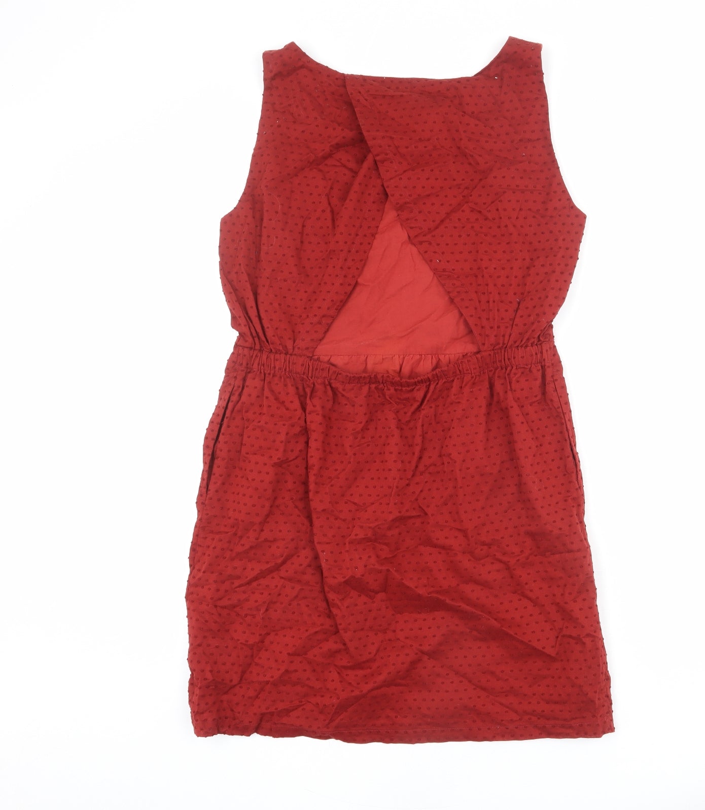 Jack Wills Womens Red Polka Dot 100% Cotton Shift Size 12 Scoop Neck Pullover