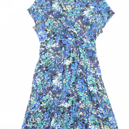 Fat Face Womens Multicoloured Floral Viscose A-Line Size 16 V-Neck Pullover