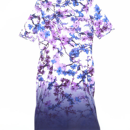 Marks and Spencer Womens Multicoloured Floral Polyester Shift Size 12 V-Neck Pullover - Ombre