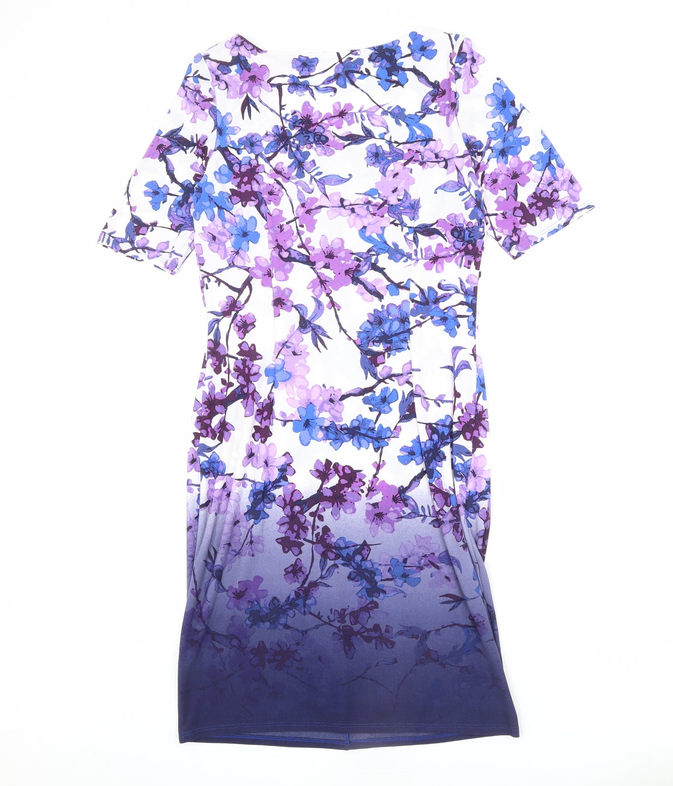 Marks and Spencer Womens Multicoloured Floral Polyester Shift Size 12 V-Neck Pullover - Ombre