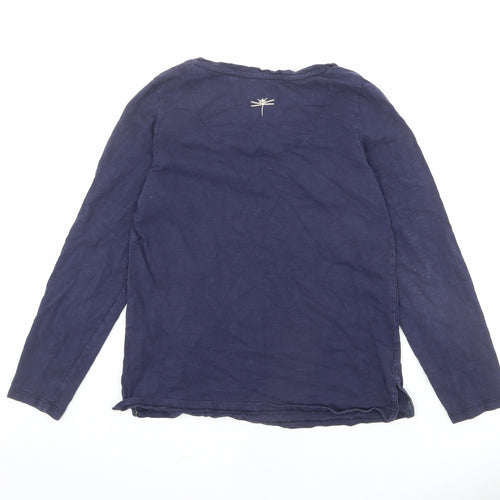 Joules Womens Blue 100% Cotton Basic T-Shirt Size 8 V-Neck