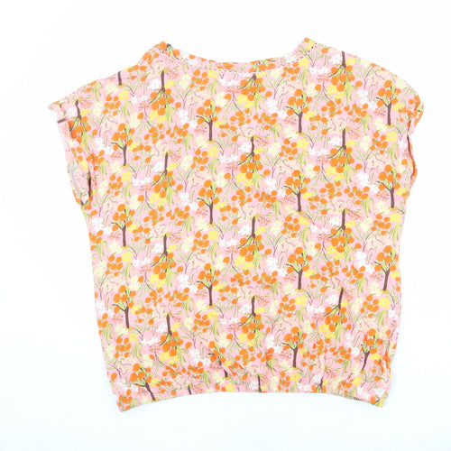 NEXT Womens Multicoloured Floral 100% Cotton Basic T-Shirt Size 6 V-Neck