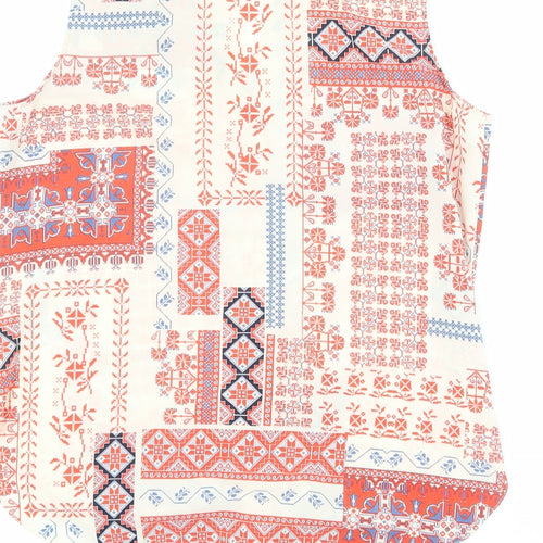 Wallis Womens Multicoloured Geometric Polyester Basic Blouse Size 14 V-Neck - Knot Front