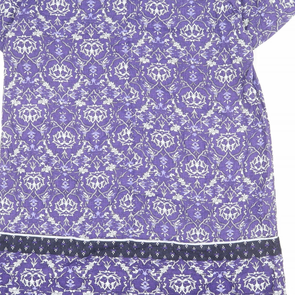 NEXT Womens Blue Geometric Viscose Shift Size 18 V-Neck Pullover