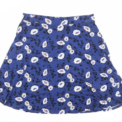 Marks and Spencer Womens Blue Floral Viscose A-Line Skirt Size 22