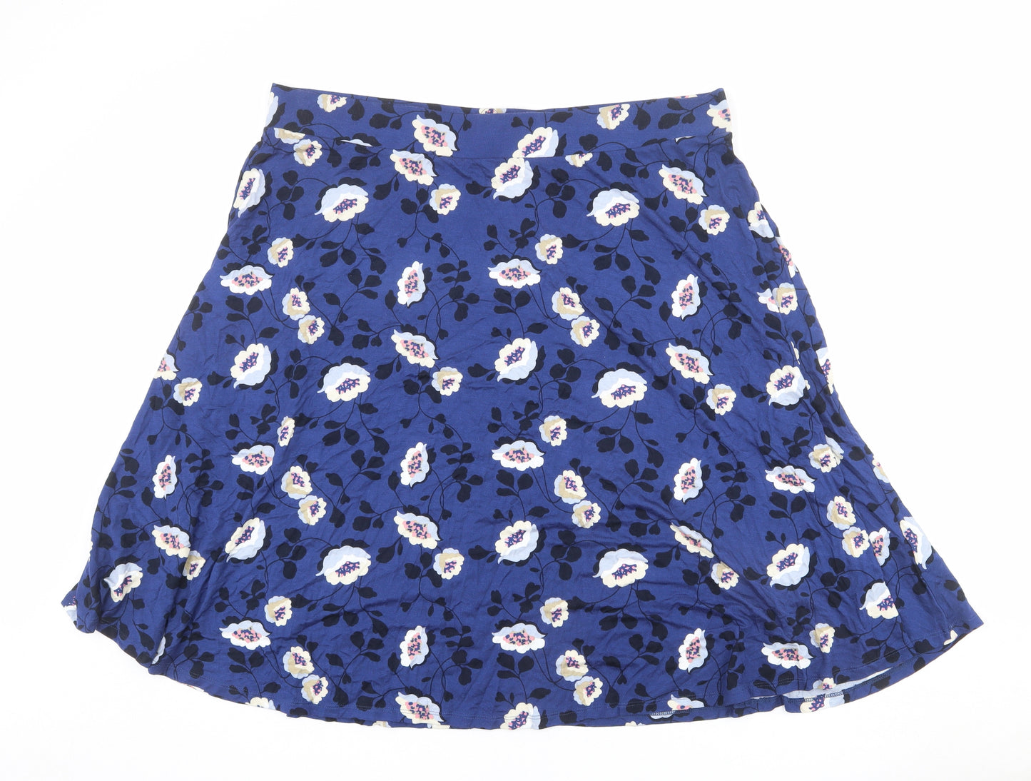 Marks and Spencer Womens Blue Floral Viscose A-Line Skirt Size 22
