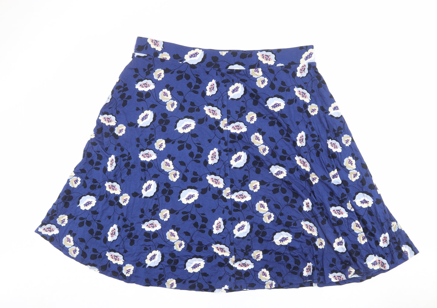 Marks and Spencer Womens Blue Floral Viscose A-Line Skirt Size 22