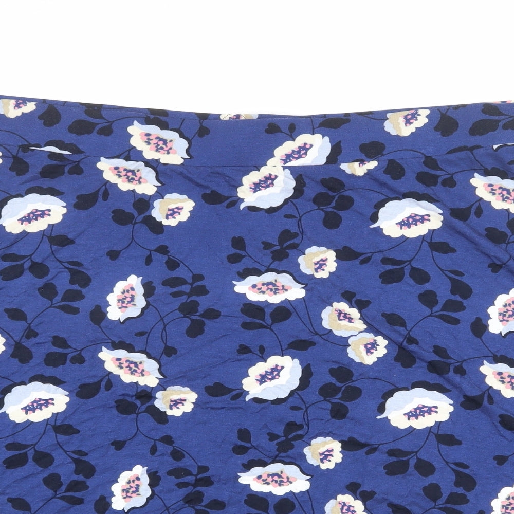 Marks and Spencer Womens Blue Floral Viscose A-Line Skirt Size 22
