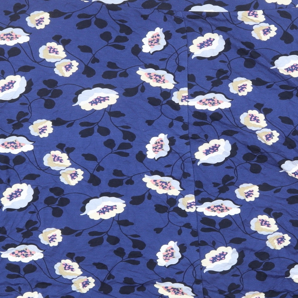 Marks and Spencer Womens Blue Floral Viscose A-Line Skirt Size 22