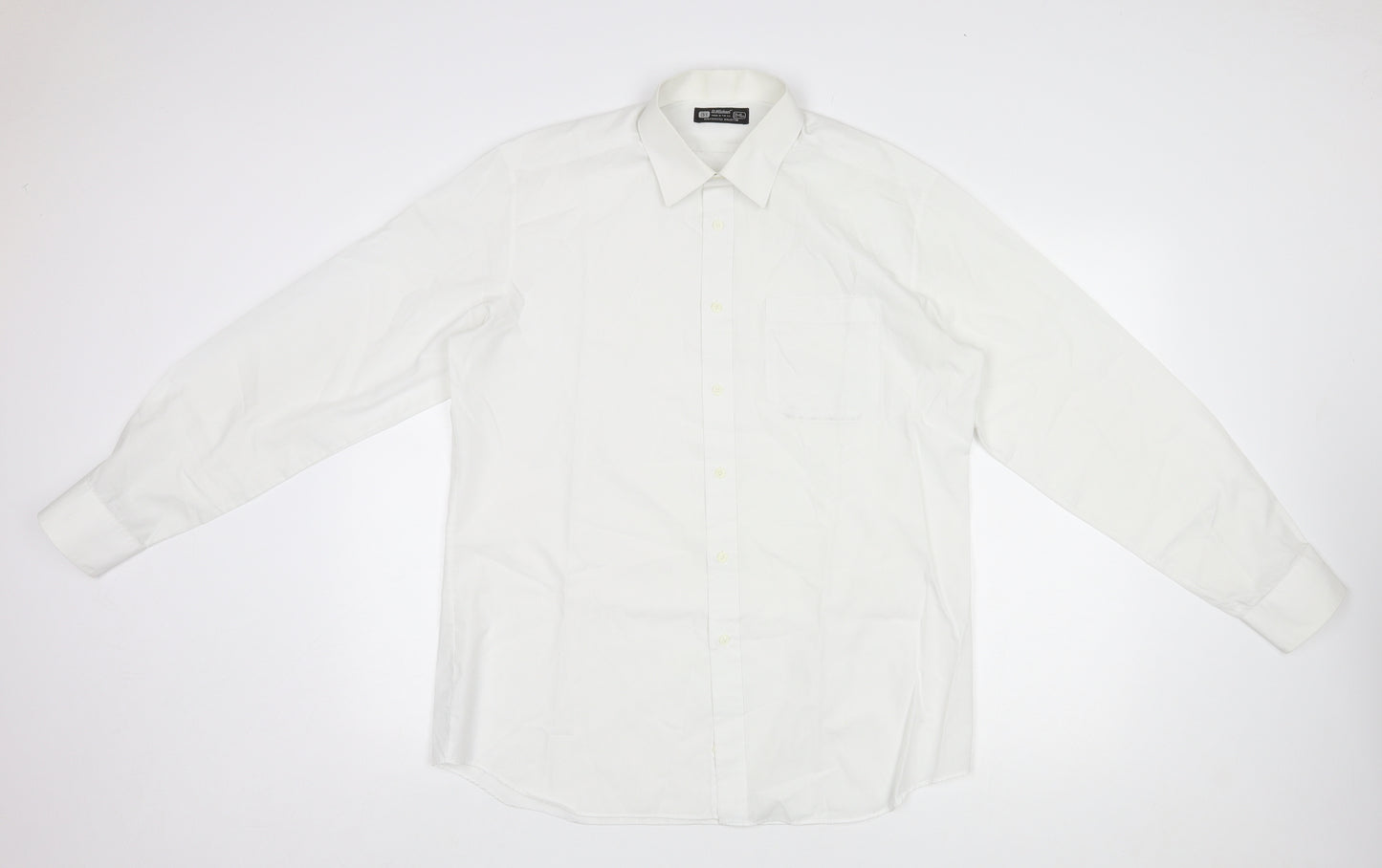 St Michael Mens White Polyamide Dress Shirt Size 40 Collared Button