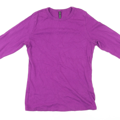 Marks and Spencer Womens Purple Cotton Basic T-Shirt Size 18 Round Neck