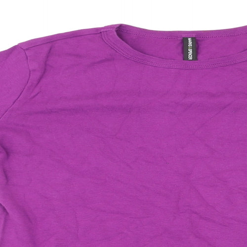 Marks and Spencer Womens Purple Cotton Basic T-Shirt Size 18 Round Neck