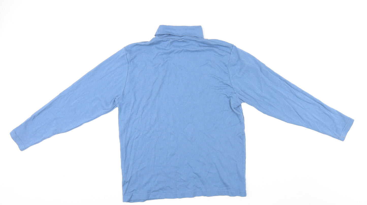 South Bay Womens Blue Cotton Basic T-Shirt Size M Roll Neck