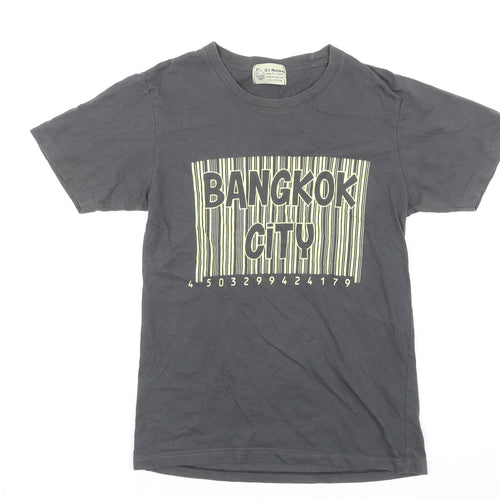 It's Monkey Mens Grey Cotton T-Shirt Size S Crew Neck - Bangkok City