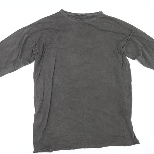 Boohoo Womens Grey Polyester Basic T-Shirt Size 10 Crew Neck - HEY! good