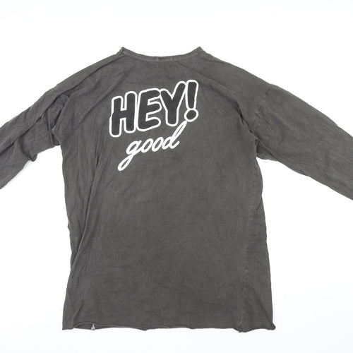 Boohoo Womens Grey Polyester Basic T-Shirt Size 10 Crew Neck - HEY! good