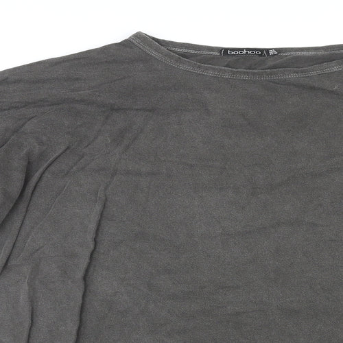 Boohoo Womens Grey Polyester Basic T-Shirt Size 10 Crew Neck - HEY! good