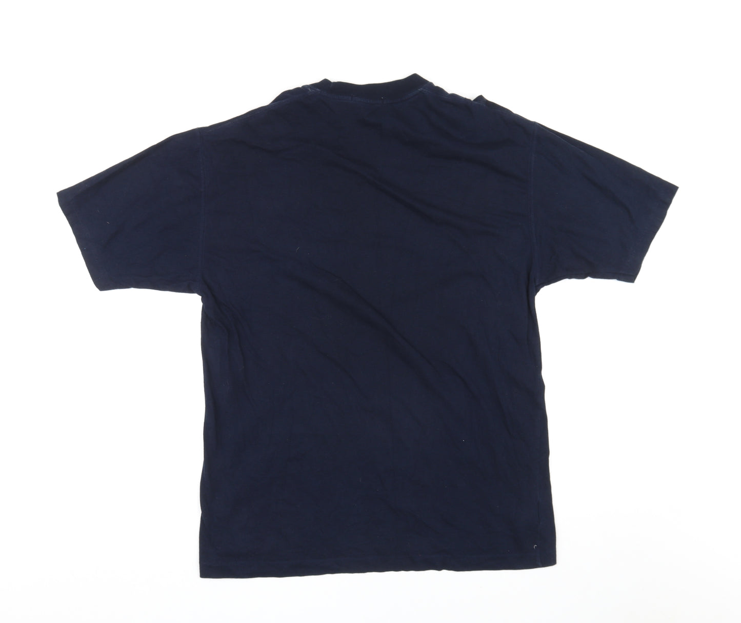St Michael Mens Blue Cotton T-Shirt Size L Crew Neck