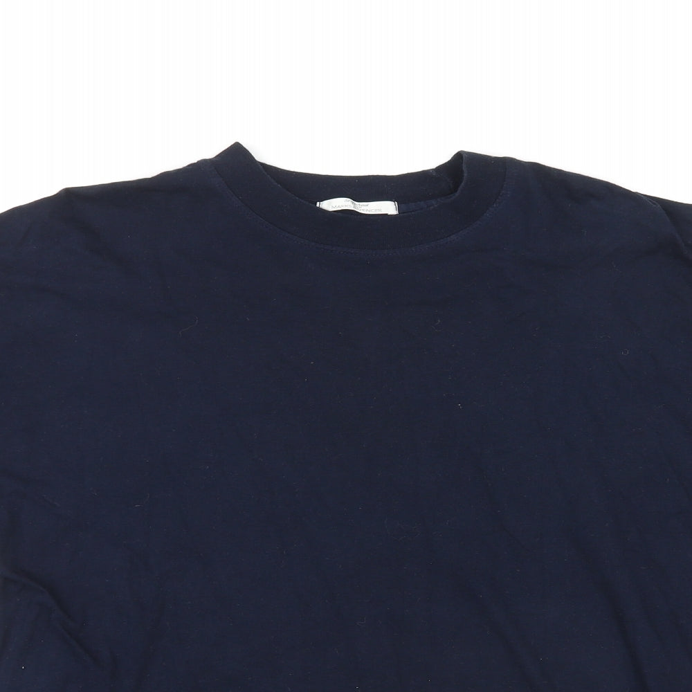 St Michael Mens Blue Cotton T-Shirt Size L Crew Neck