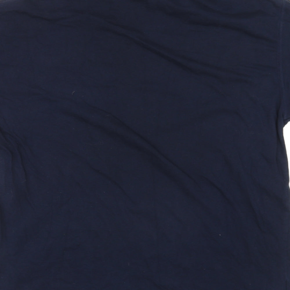 St Michael Mens Blue Cotton T-Shirt Size L Crew Neck