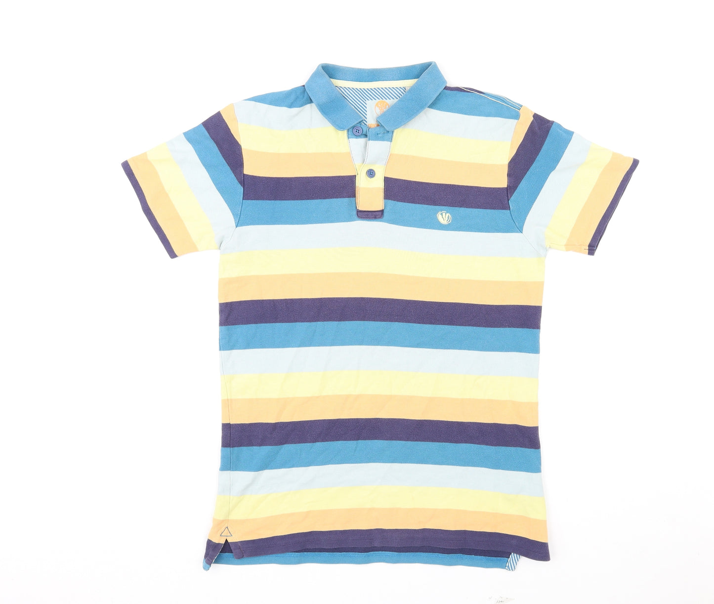 Fat Face Mens Multicoloured Striped Cotton Polo Size S Collared Pullover