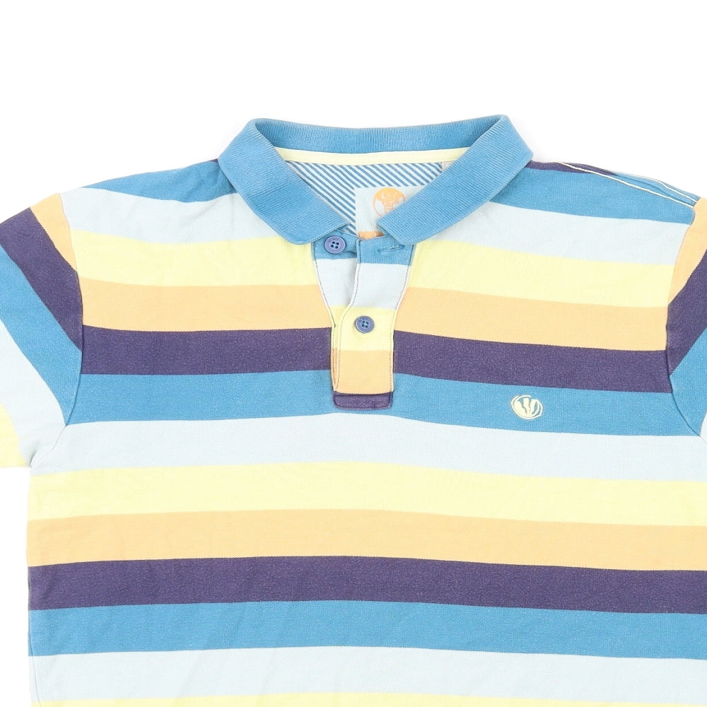 Fat Face Mens Multicoloured Striped Cotton Polo Size S Collared Pullover