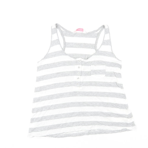Secret Possessions Womens Multicoloured Striped Cotton Basic Tank Size 8 Round Neck