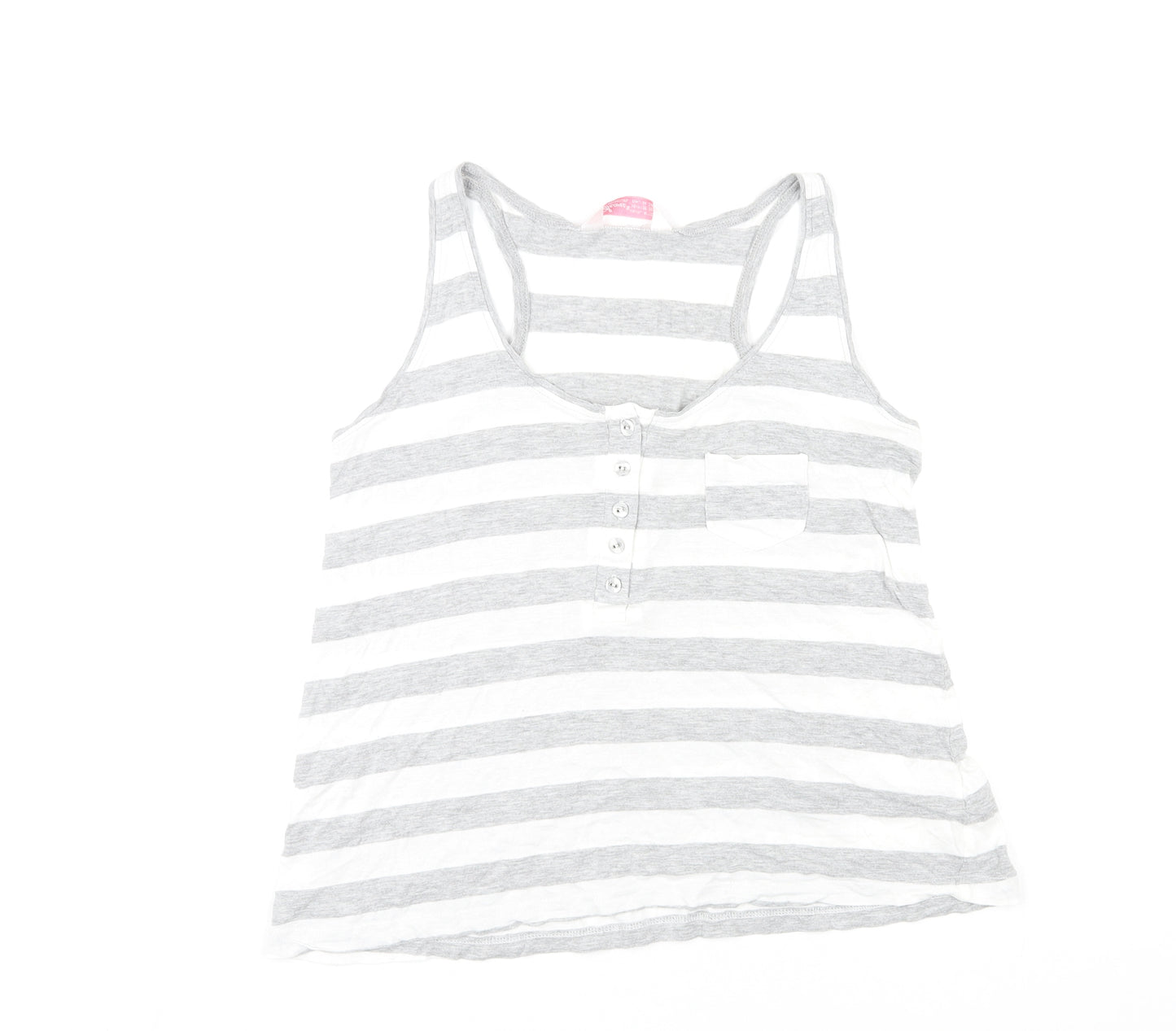 Secret Possessions Womens Multicoloured Striped Cotton Basic Tank Size 8 Round Neck